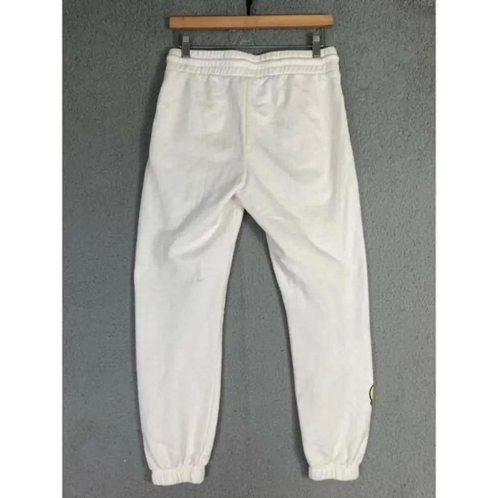Disney Mickey Mouse Joggers Women M White Fleece Sweatpants Graphic Lounge